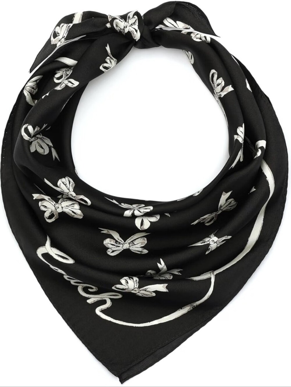 Coach Black Bows Print Women's Silk Scarf/Bandana NWT
